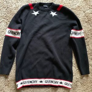 Givenchy Stars Webbing Virgin Wool Black Sweater